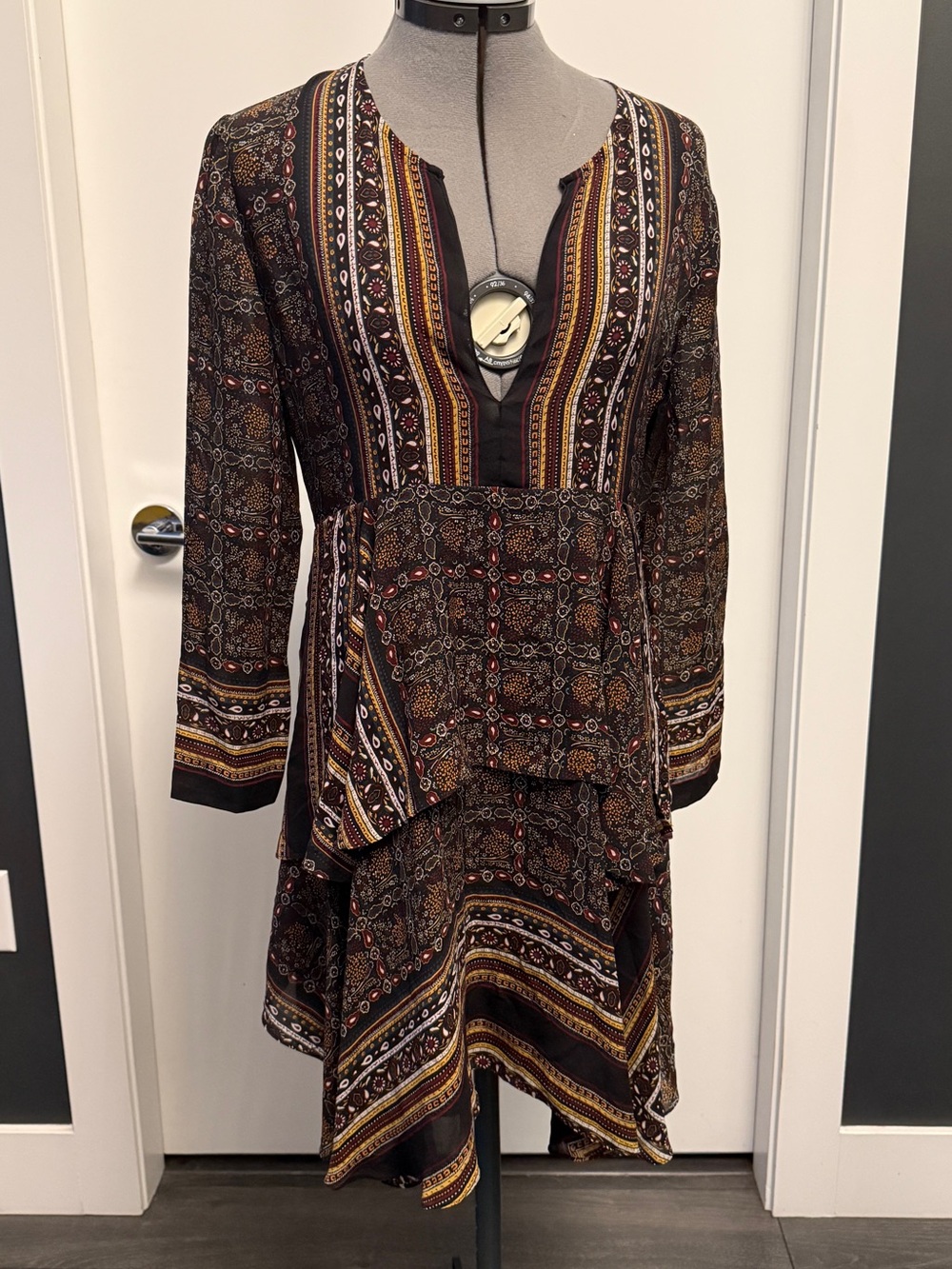 A.L.C. Silk Paisley-Print V-Neck Tunic Dress